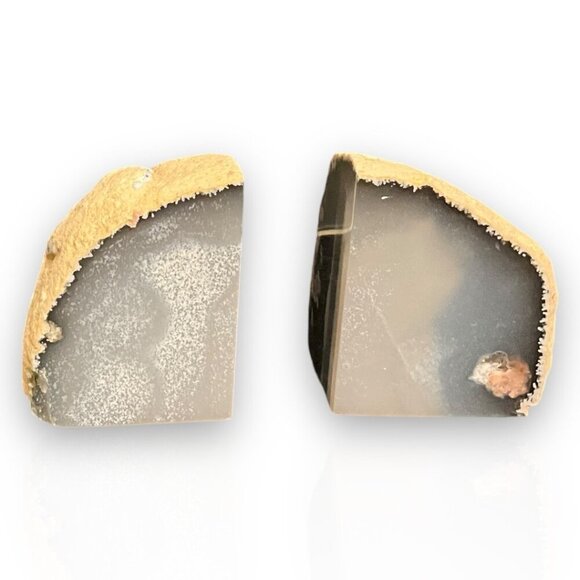 Small Crystal Bookends, Natural Agate Bookends Raw Edge Polished Surface - Picture 5 of 10